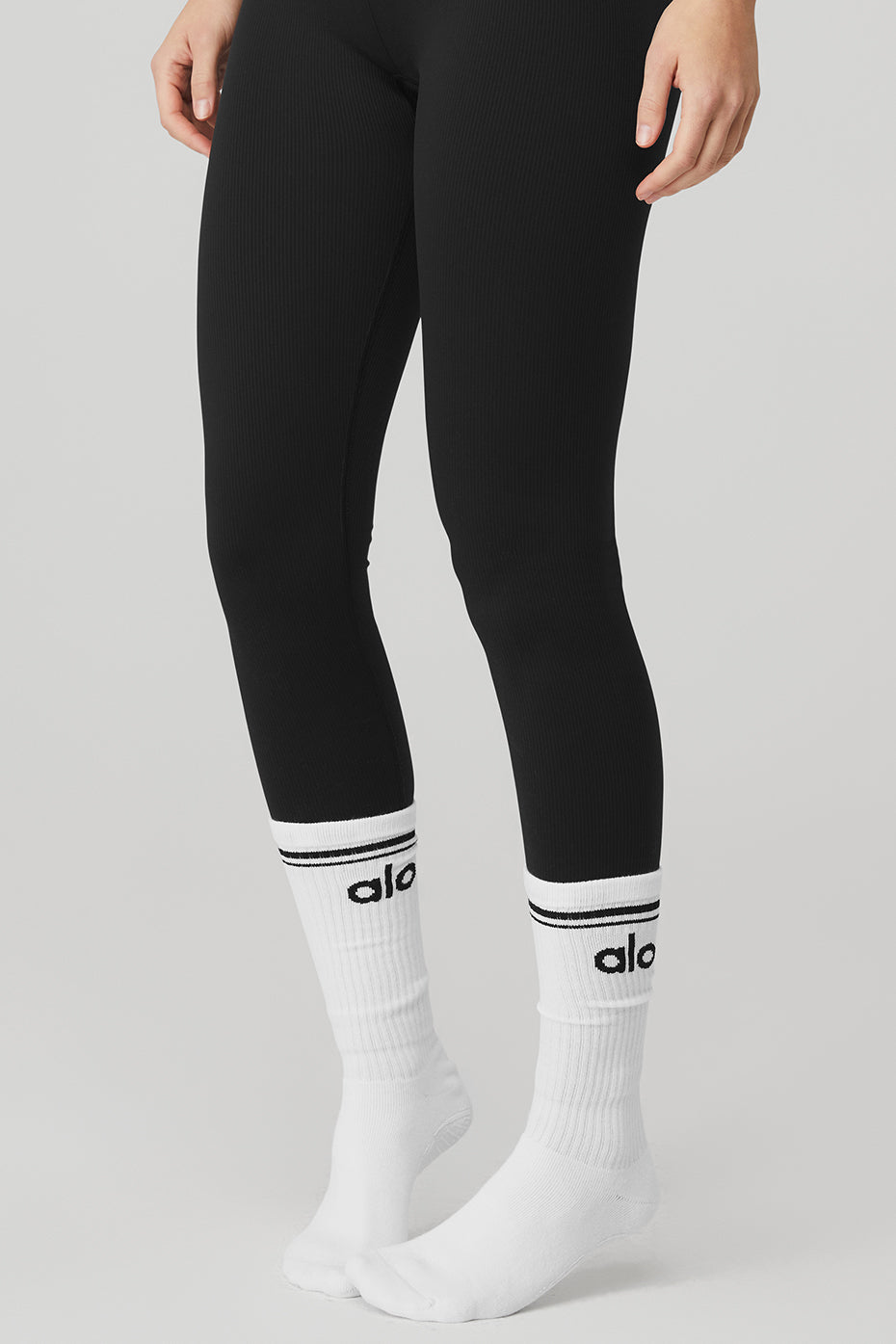 Women's Throwback Barre Sock - White/Black - Image 3