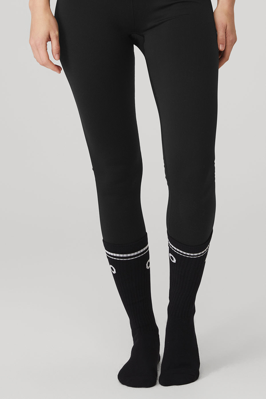 Women's Throwback Barre Sock - Black/White - Image 2