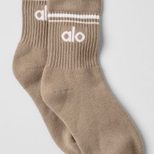 Unisex Half-Crew Throwback Sock - Gravel/White