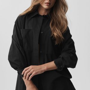 Cotton Real Deal Button Up Long Sleeve - Black