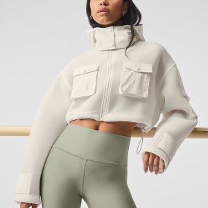 Cropped Engage Cargo Parka - Ivory