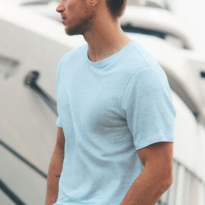 Linen Jersey Coastal Short Sleeve Tee - Seaside Blue