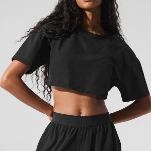 Mesh Cropped Mirage Tee - Black