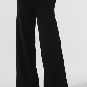 Micro Corduroy Mid-Rise Dreamer Wide Leg Trouser - Black
