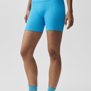5" Seamless Ribbed Favorite Short - Azure Blue