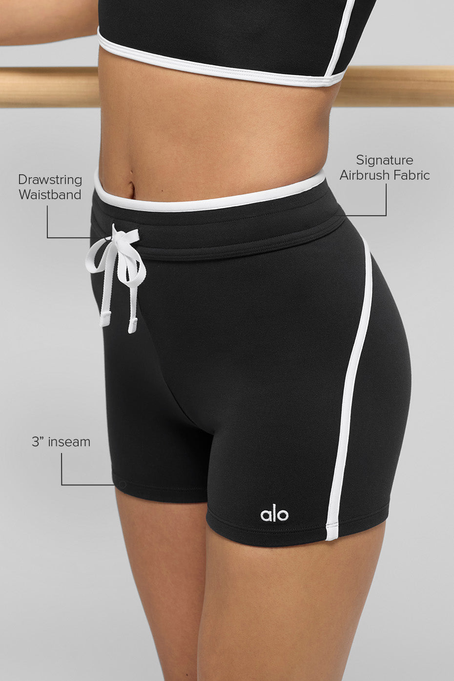 4" Airbrush High-Waist Race Pace Short - Black/White - Image 2